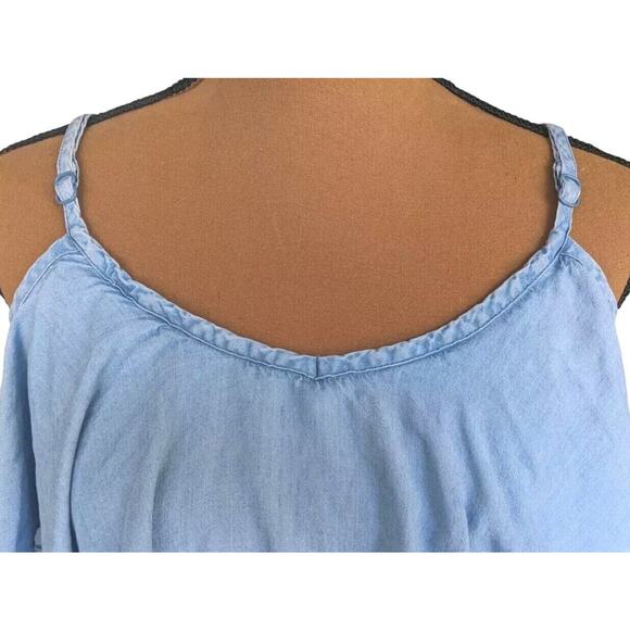 Old Navy XS Chambray Sundress Tiered Off Shoulder Strappy Coastal Cowgirl Boho - Picture 11 of 14